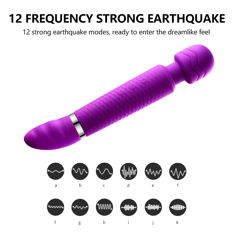 Powerful Dual Motor Rechargeable Wand Massager with 12 Modes - Adult Sex Toy for Women