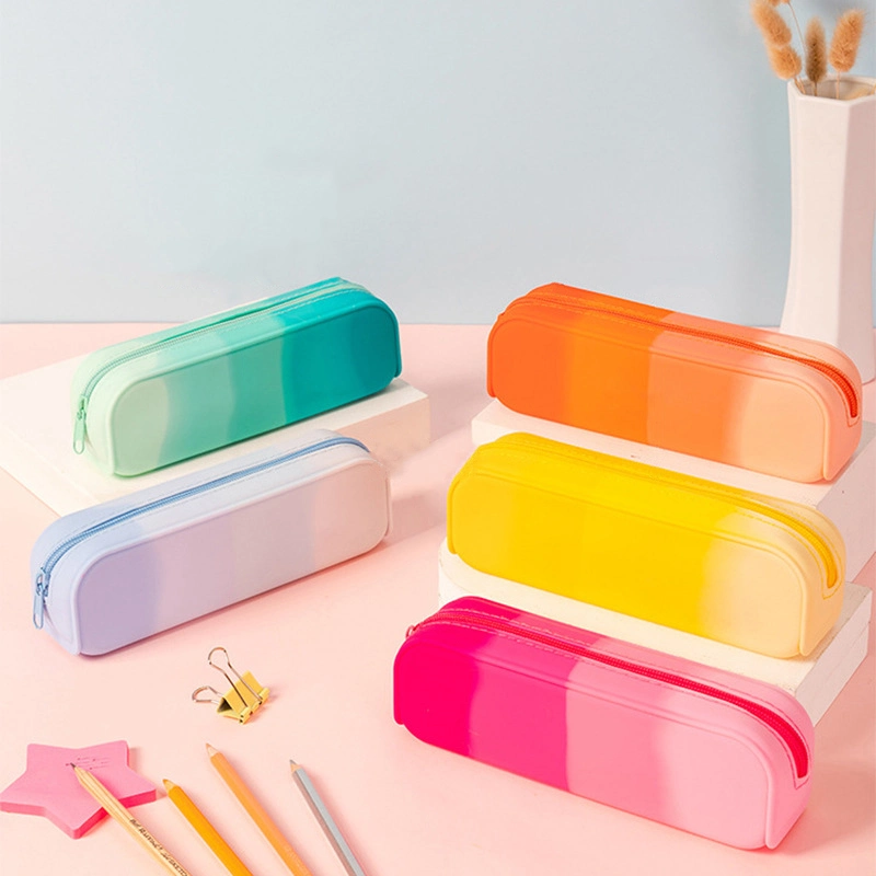 Colorful Silicone Pencil Case Waterproof Pencil Pouch Portable Pen Bag Stationery Case Office Supplies for Students Adults