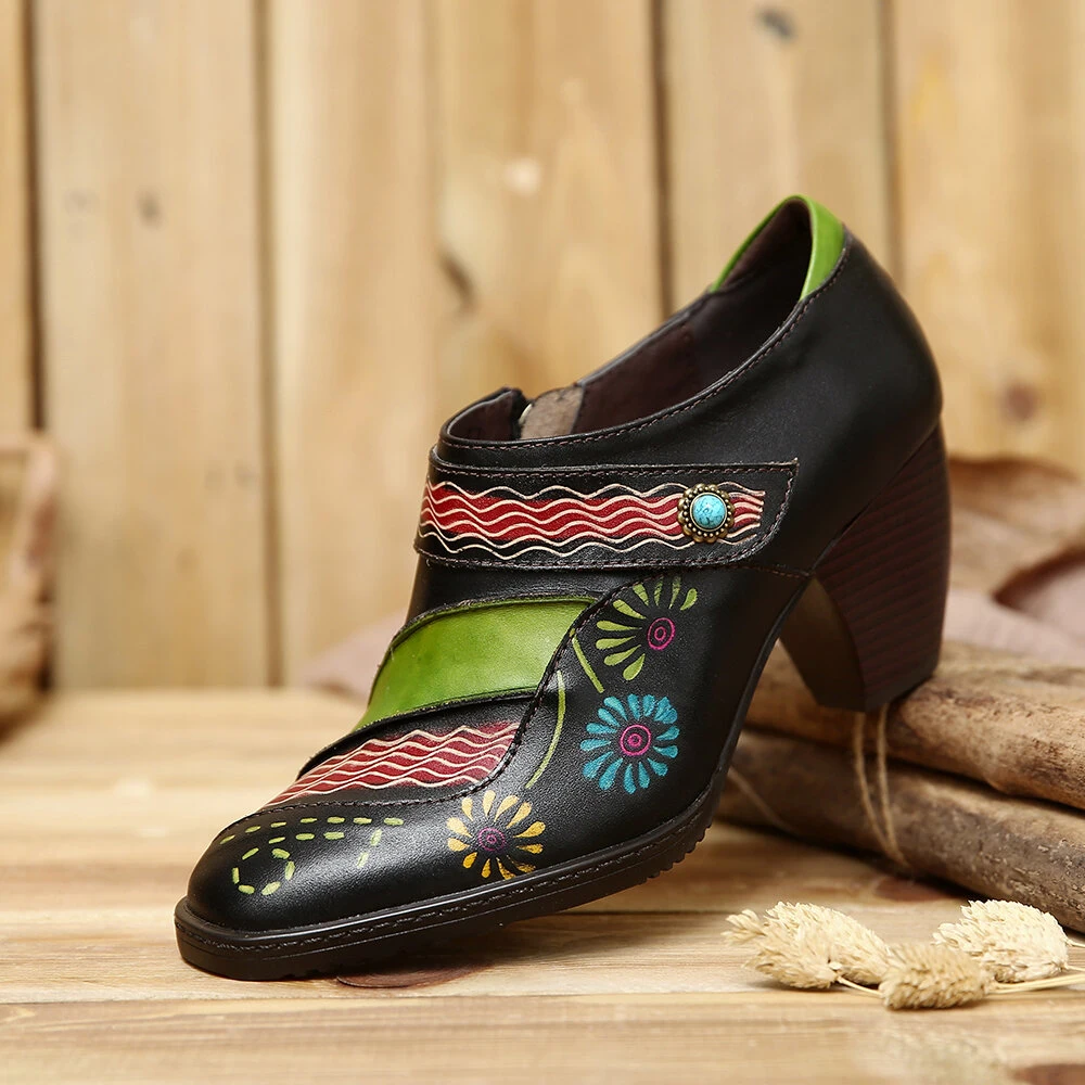 أزياء على الطراز البوهيمي أحذية عادية للنساء أحذية الرجعية الكعب