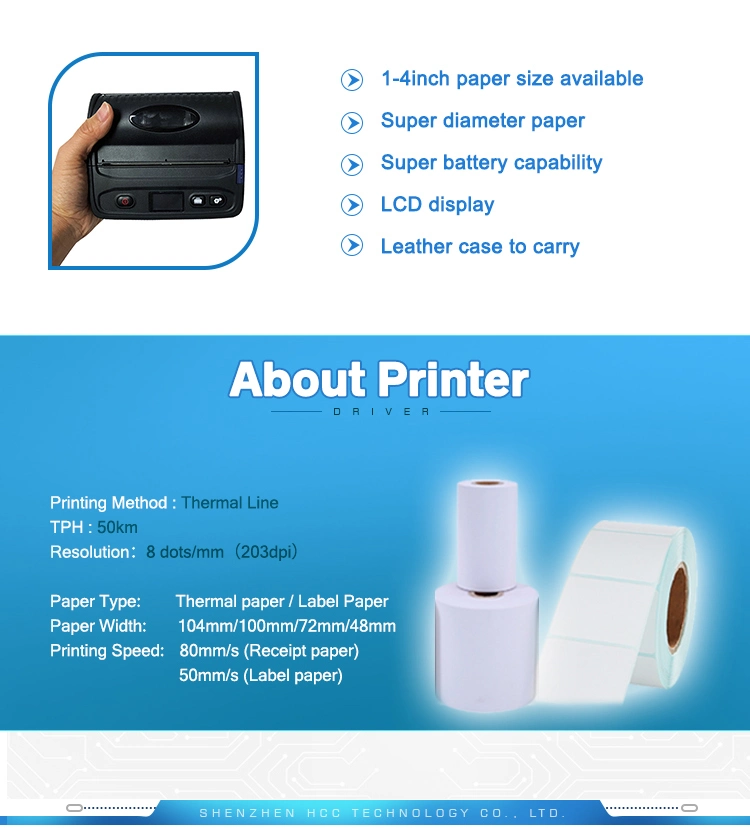 4 Inch Bluetooth Mobile Thermal Barcode Label Printer (HCC-L51)