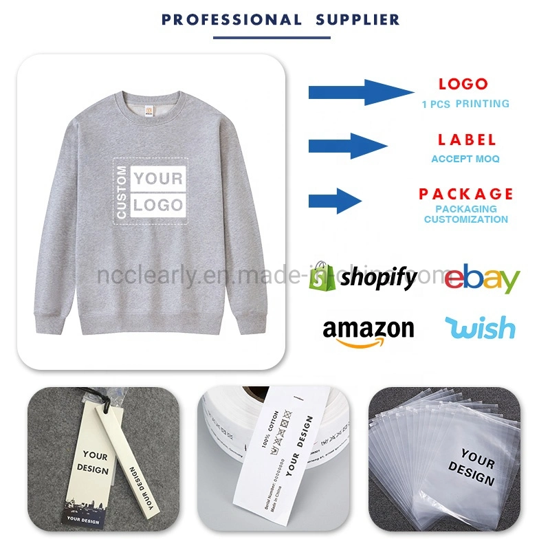 La mens francés Terry sudaderas con capucha Sudadera Logotipo personalizado bordado en blanco Algodón peso pesado de gran tamaño Unisex cuello redondo Crewneck Sudadera hombres