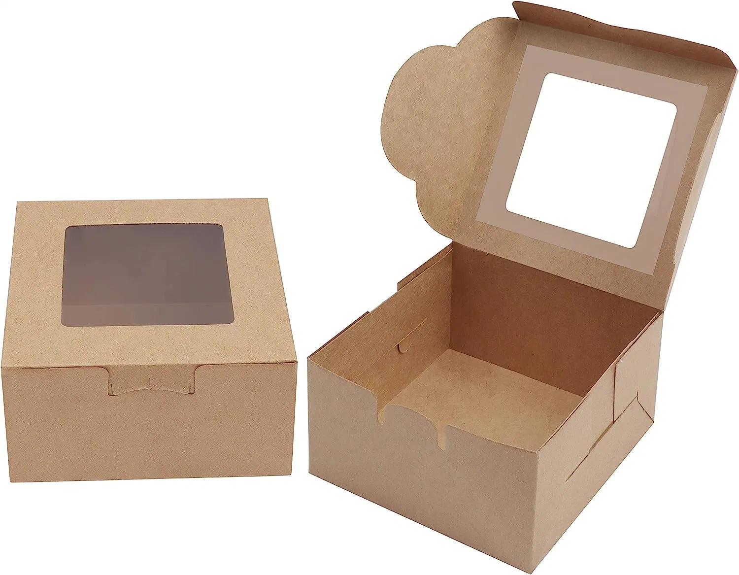 Brown Paper Kraft Single Bakery Pastry Boxes with Windows