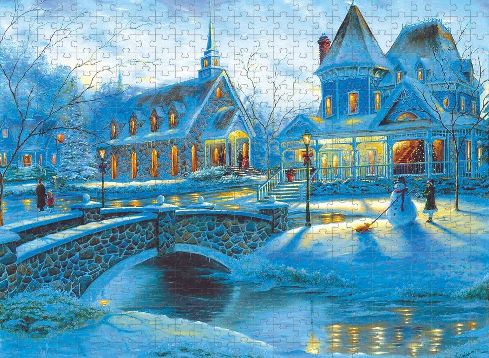 Теплый снежный дом, Деревянный 1500 шт Jigsaw Подарки Детская игрушка для людей всех возрастов, с настраиваемыми узорами и размерами и кусочками.