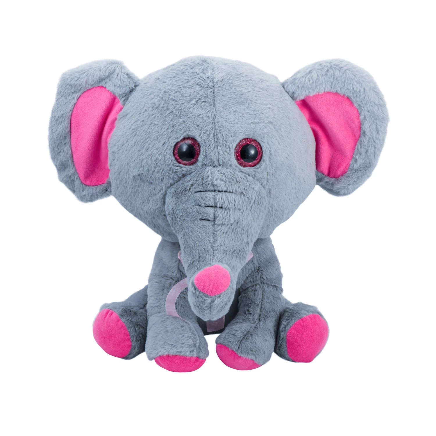 Jouet pour bébé en peluche douce et rembourrée, adorable éléphant assis avec une écharpe.