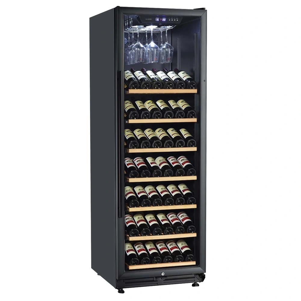 Brand New Free Standing Black Display Single Zone Wine Cooler