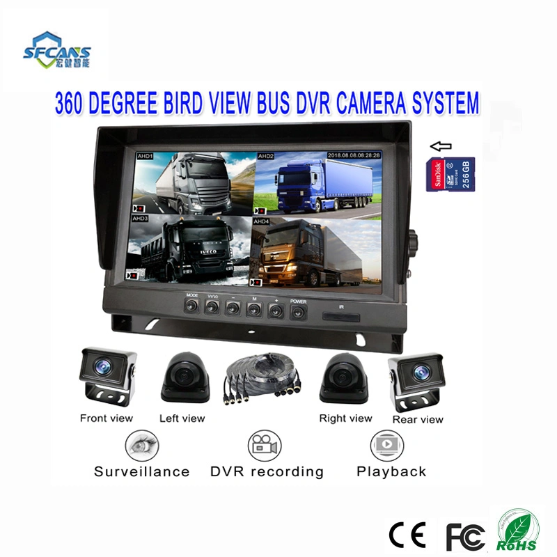 9 Inch 4CH Quad Car Rear View Camera System for Buses Trucks