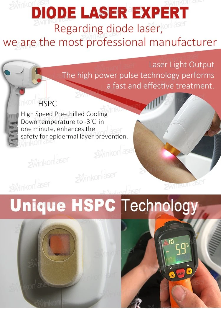 Mejor efecto 808nm belleza Depilación Láser de Diodo equipos con tecnología Hspc