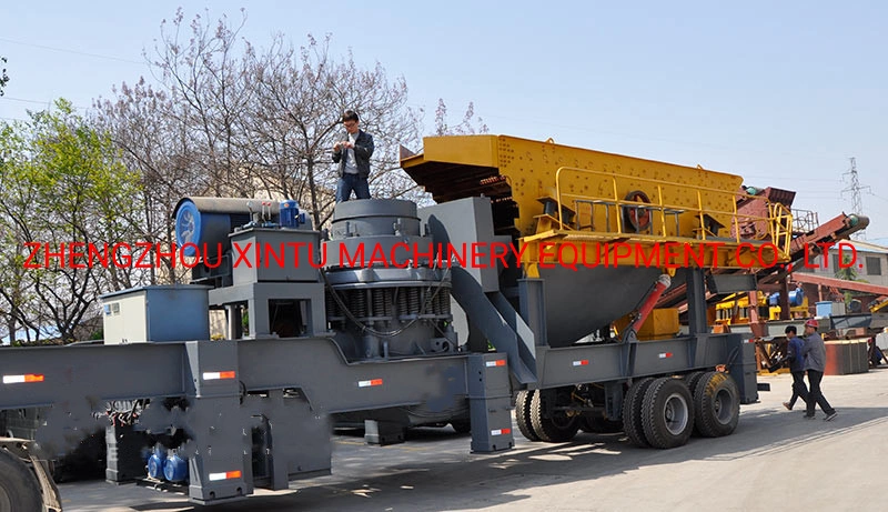 Mobile Stone Crushing Station Cone Crusher on Trailer