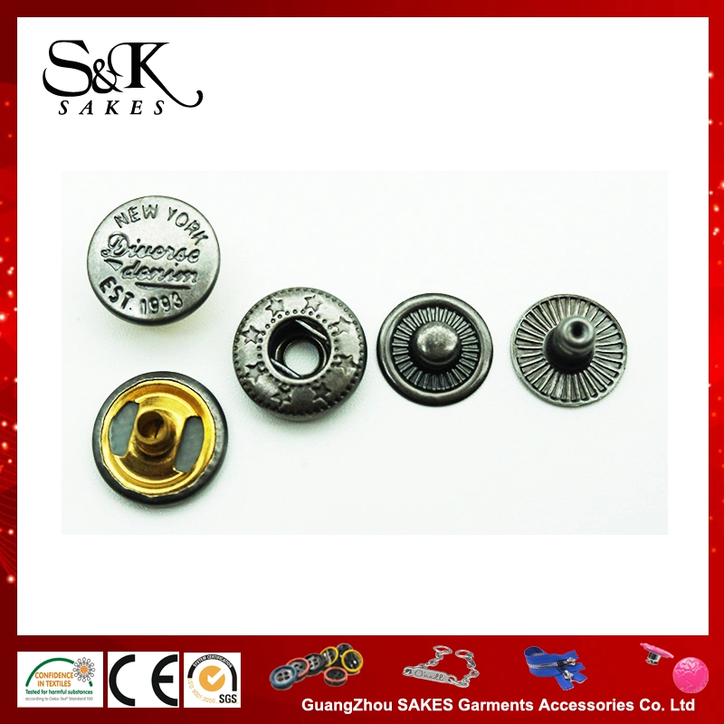 Spring Type Metal Button Snap Fastener Button with Good Price for Garments