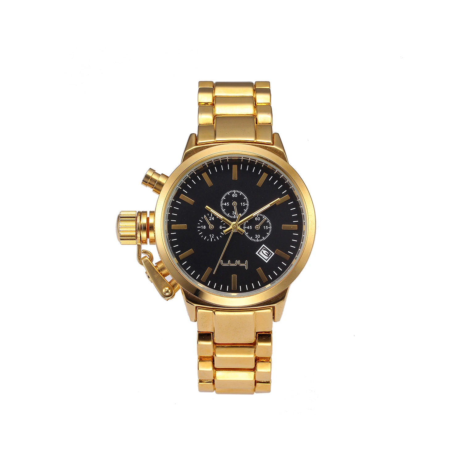 Fecha de la moda Suiza personalizadas de oro hombre reloj de pulsera de cuarzo (WY-033)