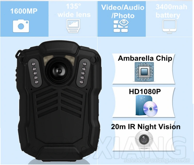 HD portátil 2.0inch control policial de visión nocturna de la policía Grabador DVR cámara