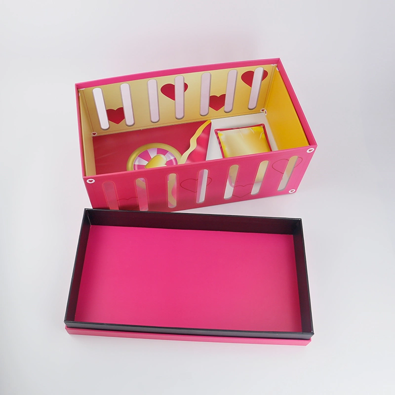 Benutzerdefinierte Papier PVC-Fenster Rosa Geschenk-Verpackung Box
