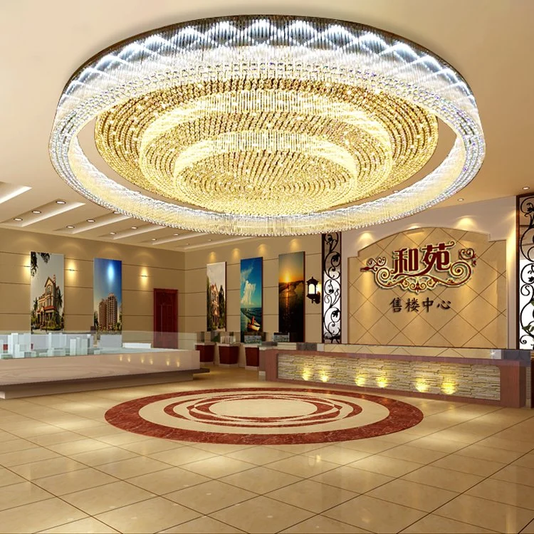 Hotel Lobby Indoor Treppe Custom Project Glas Runde LED Decke Kronleuchter