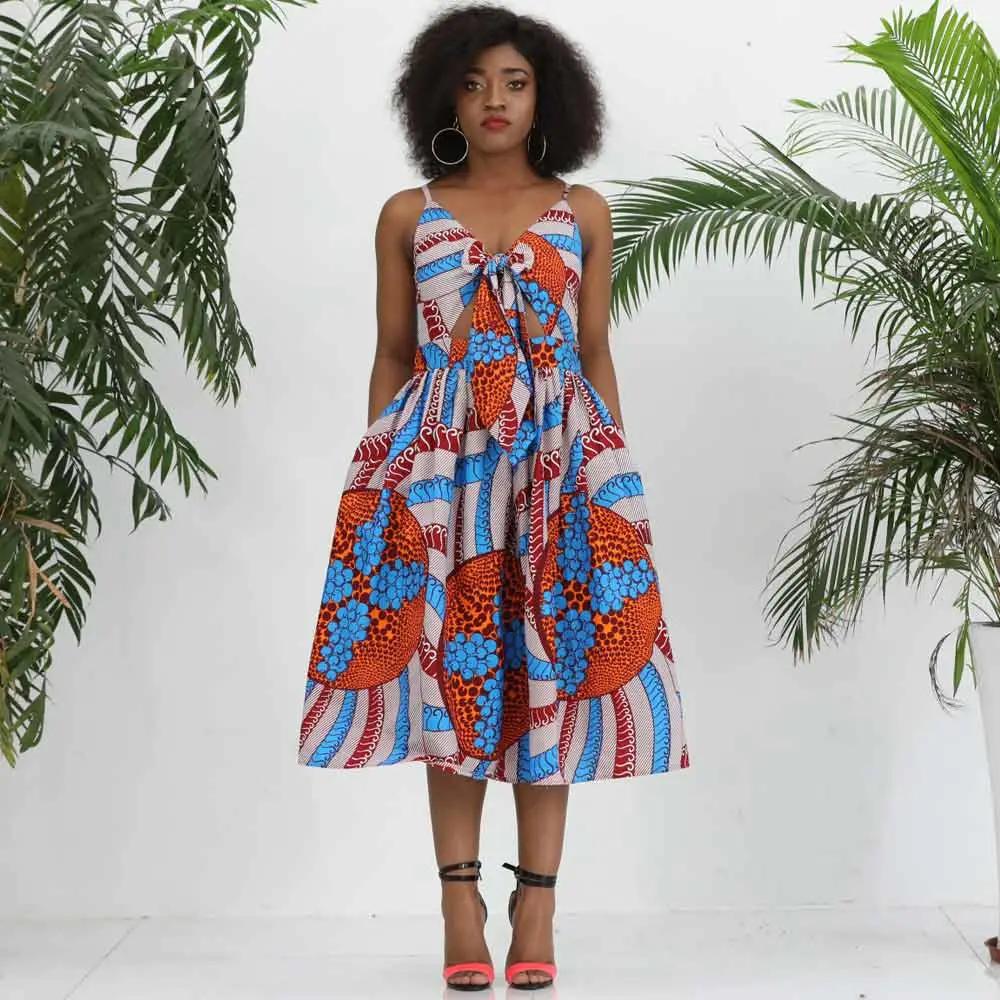 Wholesale Summer African Print Plus Size Sexy Custom Dress for Women 2021