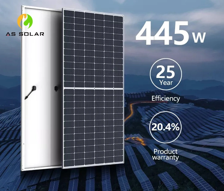Painel Solar 445 Watts de energia solar preto até a metade do Aterramento Elétrico do Sistema de folha de cobertura do painel solar Produto para Bomba de Água