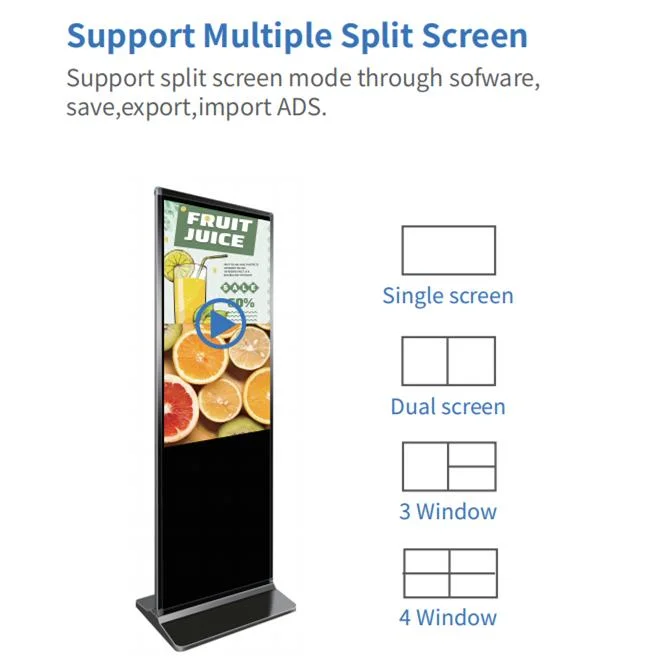 4K Touch Screen Kiosk Digital Signage Display and 55 Inch Shopping Exhibition Hall Advertising LCD Screen