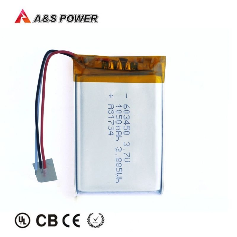 UL IEC62133 Kc/ONU38.3 Aprobado Batería de litio recargable de 3,7V 1050mAh Lipo batería 603450