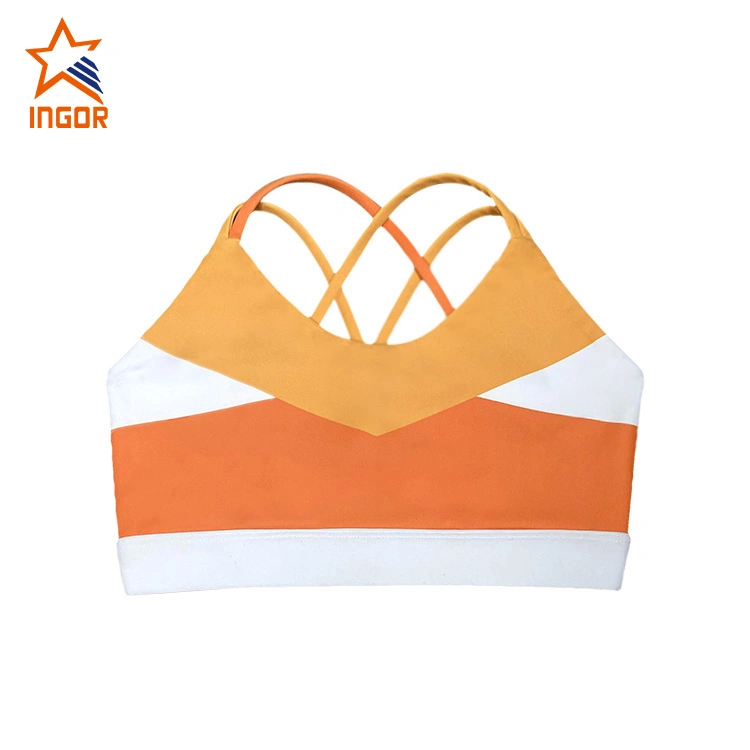 Ingorsports Kids Swimwear Soft Bottom Band Contrast Sublimated Color Block Sports Bras Children Sports Wear Activewear