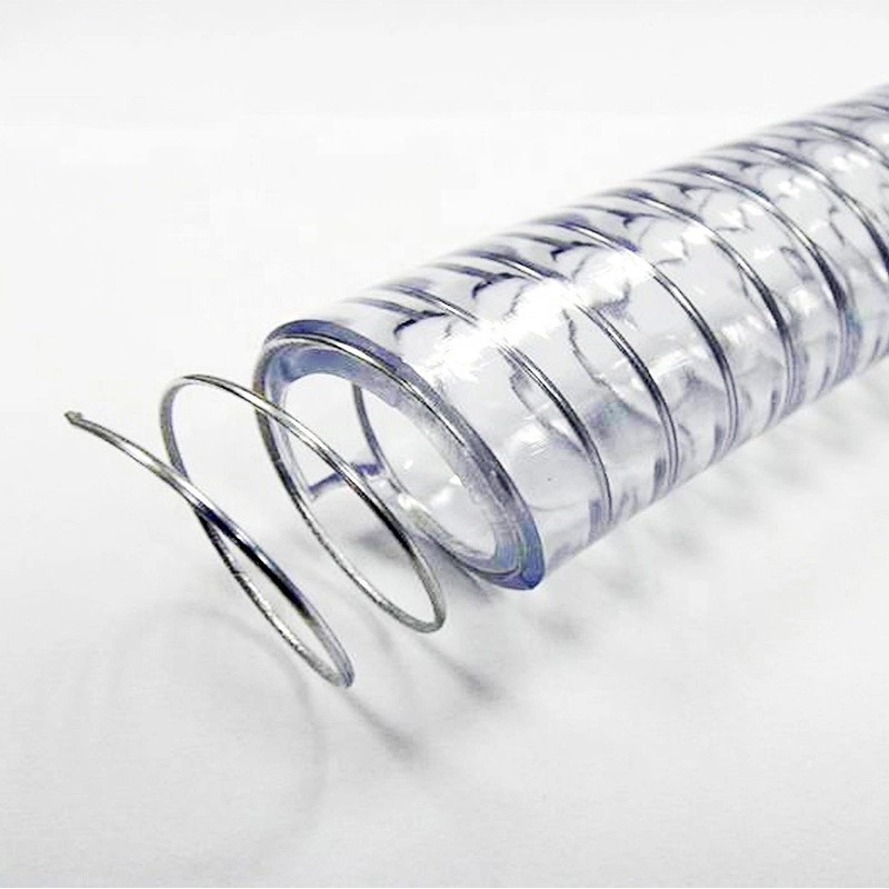 Flexible Plastic PVC Spring Steel Wire Reinforced Vacuum Suction Tubing for Food