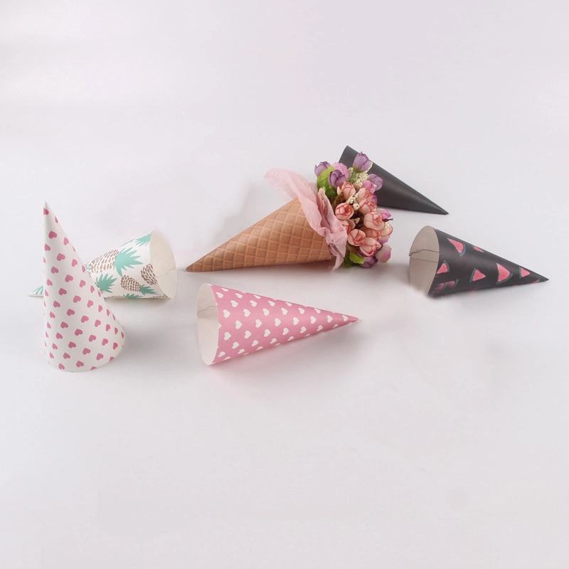 Creative Ice Cream Holder Cone Flowers Packaging Gift Wrapping Candy Boxes Florist Wrapping Paper Flower Bouquet Supplies