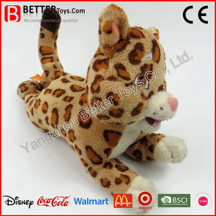 Cartoon Character Singing Soft Lying Baby Leopard Stuffed Animal Toy