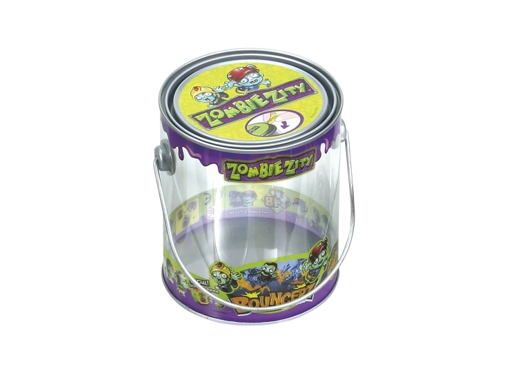 Festival Food Grade Color PVC Tin Bucket with Metal Handle Tin Pet Tube for Gift and Toy Packaging Tin Box