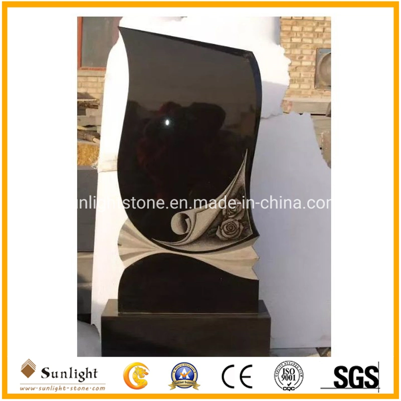 China Tombstone Monument Hersteller Russian Style Absolute Black Hebei Black Granite Monuments