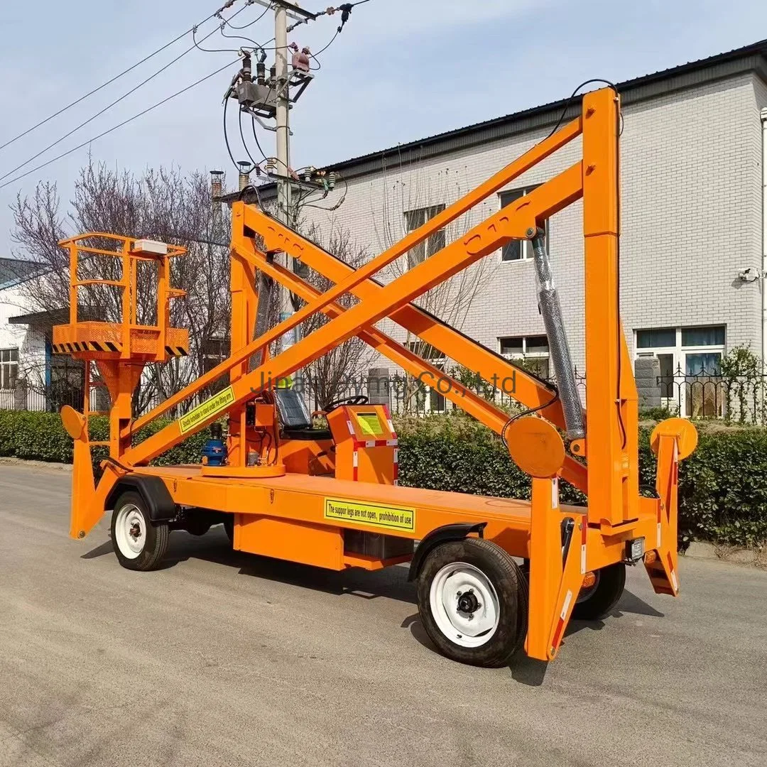 Dymg 8m 10m 200kg Trailer Mounted Electric Articulating Boom Lift Cherry Picker for Sale