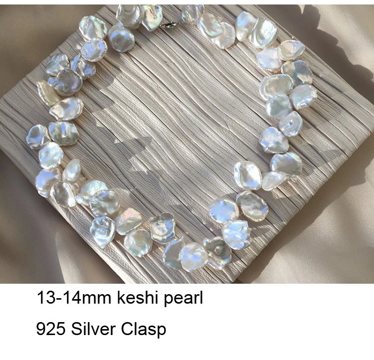 Лепестковый Keshi 13-14мм больших запасов пресной воды Pearl цепочка