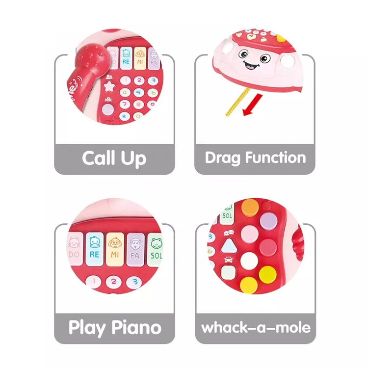 Early Learning Whack a Mole Electric Piano Simulation Ziehen Sie ziehen Linie Telefon Auto Lustige Musik Licht Baby Telefon Spielzeug