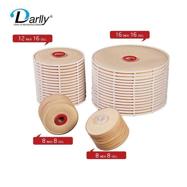 Darlly 12"/16" Sanitary Wine Filters Lenticular Filter Cartridges with 316L Stainless Steel Filter Housings