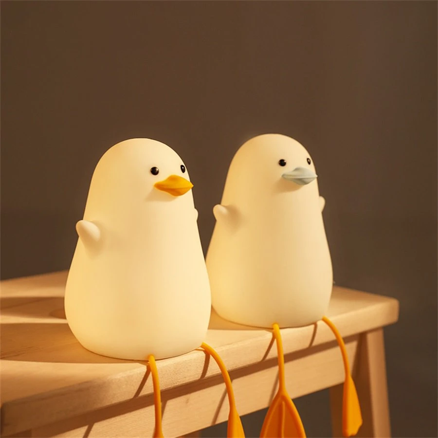 Room Decor Silicone Cute Duck Table Lamp Rechargeable Touch Control Children Sleep Lovely Animal Smart Night Light for Kids