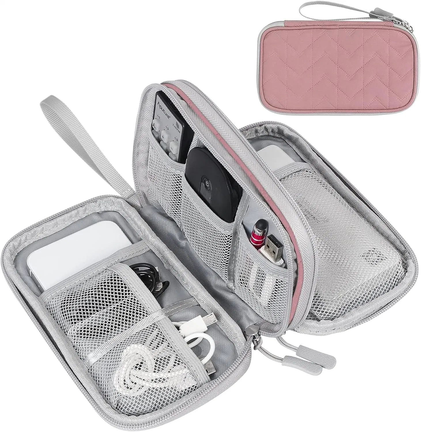 Electronic Organizer, Travel Cable Organizer Bag Pouch Electronic Accessories Carry Case Portable Waterproof Double Layers