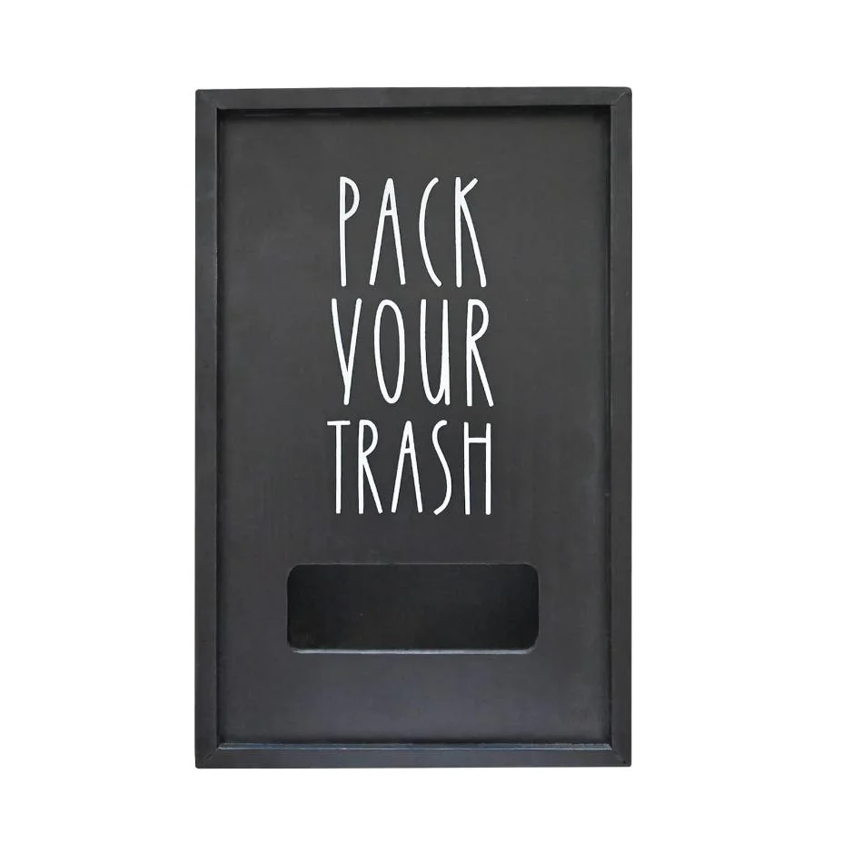 Benutzerdefinierte Black Wood Wandhalterung Vintage Lebensmittelgeschäft Tasche Organizer Trash Beutelhalter