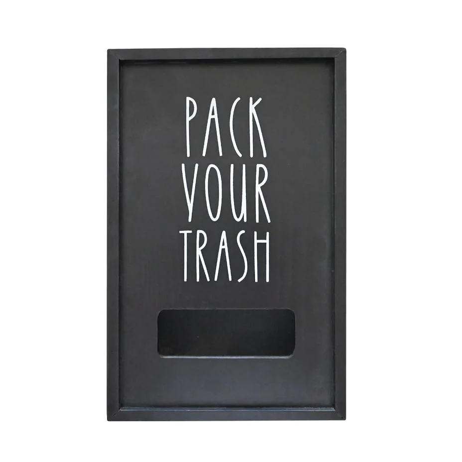 Custom Black Wood Wall Mount Vintage Grocery Bag Organizer Trash Bag Holder