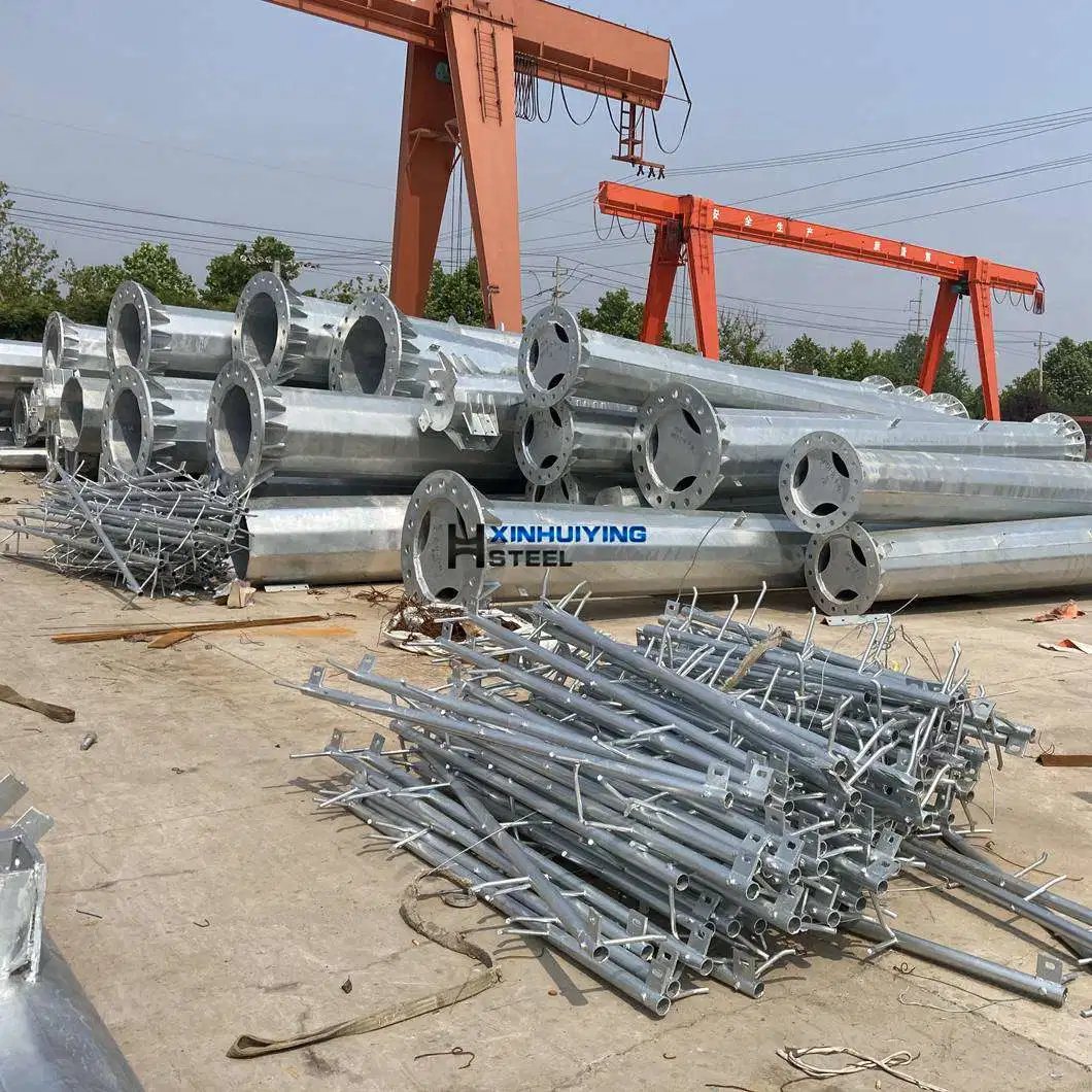 Electrical Transmission Line Hot Dipped Galvanized Steel Poles