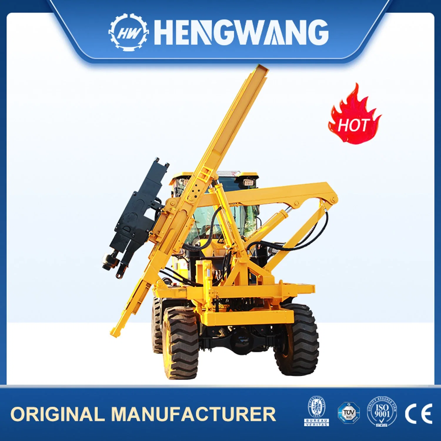 Four-Wheel Drive Highway Guardrail Hydraulic Power Hammer Pile Driver Equipment