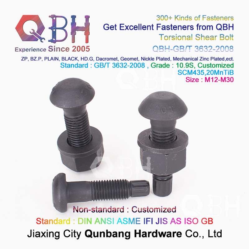 Qbh GB JIS ANSI HDG Black Zp Heat Treatment Dacromet Geomet High Strength Torsional Shear Tension Control Tc Bolt Nut Washer Steel Structure Building Hardware