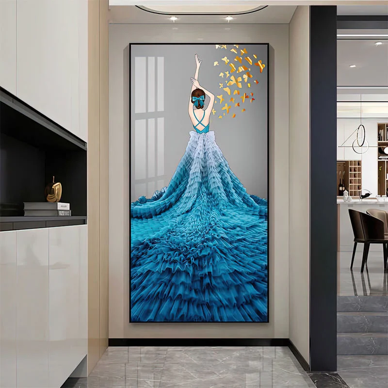 Crystal Porcelain Painting Living Room Wall Decoration Girl Painting Home Entrance Decoration