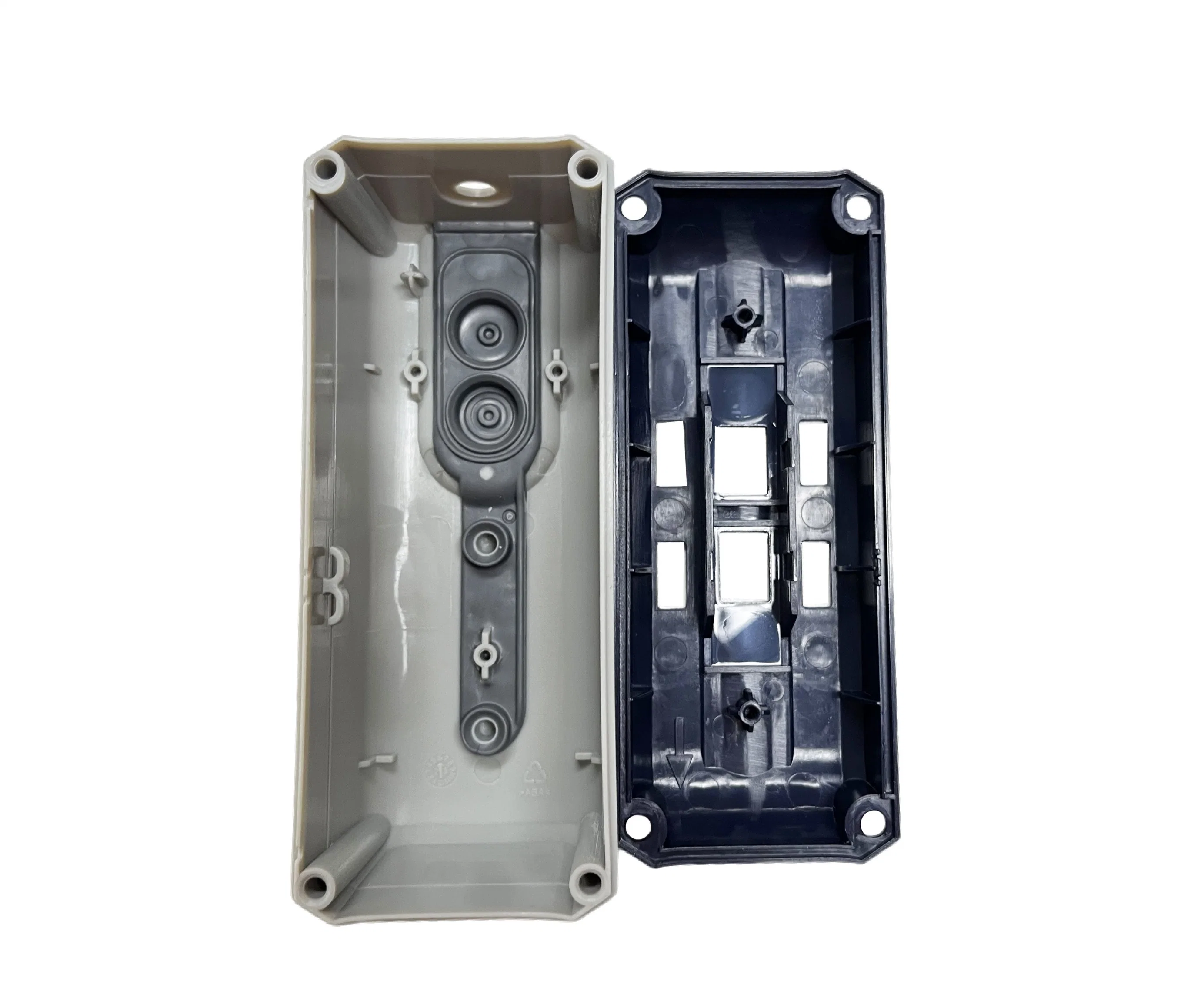 Professionelle Kunststoff-Spritzguss-Produkte elektrische Teile Grau Blau ASA Umformung TPE-Batteriehalter Zellbox