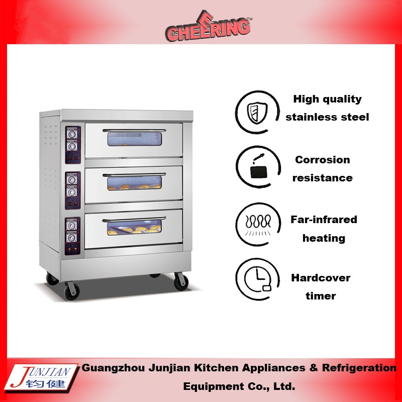 Hot Sale Gas and Electric 3 Deck 6 Tray Bakery Oven with Good Quality