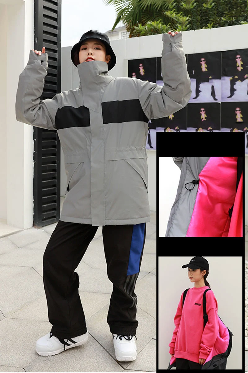 Custom New Gradient Laser Reflective Jacket Breathable Waterproof Slim Ski Suit