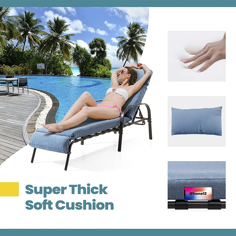 Muebles modernos al aire libre Sling de aluminio Reclining Beach tumbona regulable Silla con 5 puestos