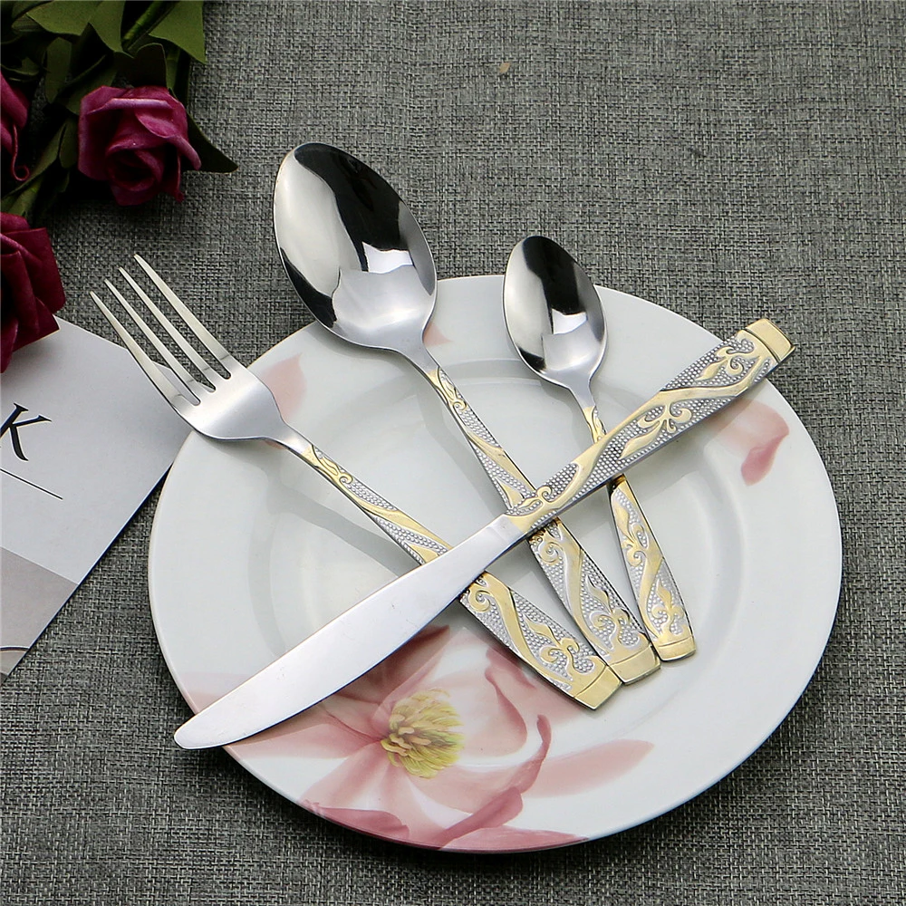 Supply to Yiwu Market Cutlery From Guangdong Province Stainless Steel Gold Flatware Factory