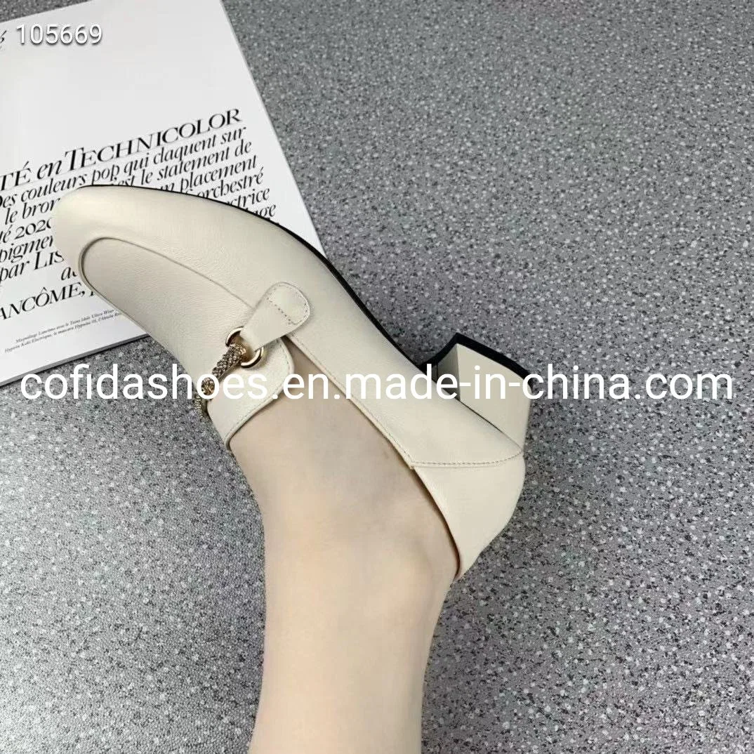 Updated Hand-Made Real Leather Block Heel Women Shoe