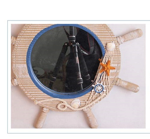 Rudder Accessories Bionic Painting Crafts Wooden Mirror Pendant