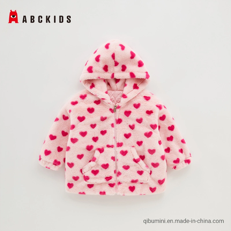 Abckids Soft Shell Chaleco Polar DOT chica amor rosa con capucha personalizados de bolsillo Bkids Chaleco polar