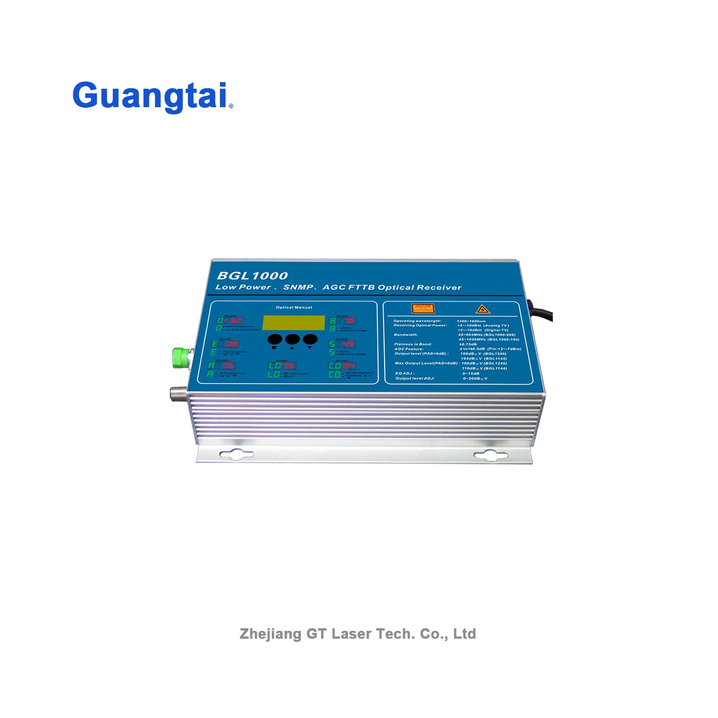 Guangtai Low Power Snmp FTTB Optical AGC Receiver Bgl1000