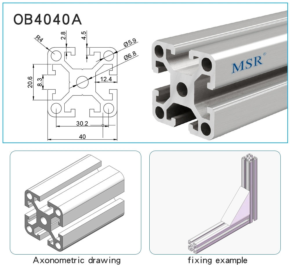 OEM Custom Factory Supplier 40 Serie T Slot 6105 eloxiert Industrielles Aluminiumprofil