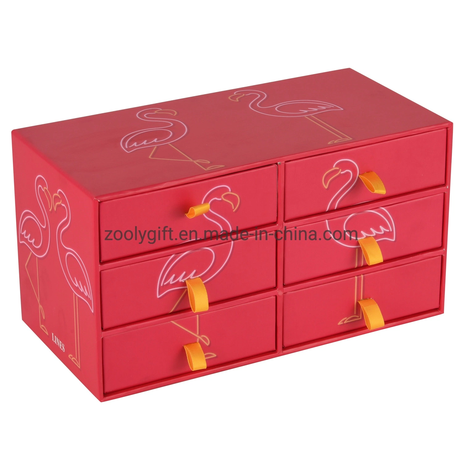 Customized Cosmetic Box with 6 Drawers Rigid Paper Drawer Box with Ribbon Makeup Organizer Storage Box Promotional Paper Gift Boxes Jewelry Drawer Box